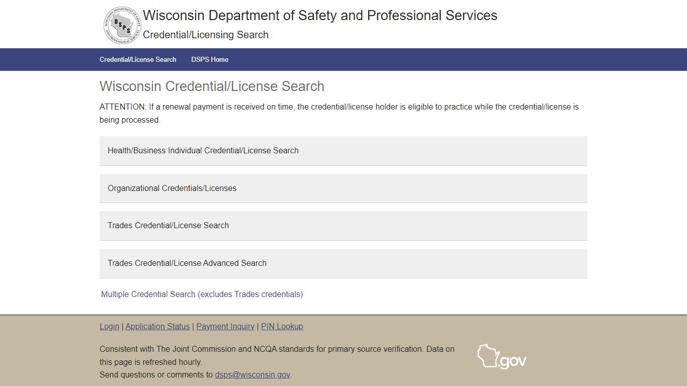 Credential/License Search - Wisconsin DSPS