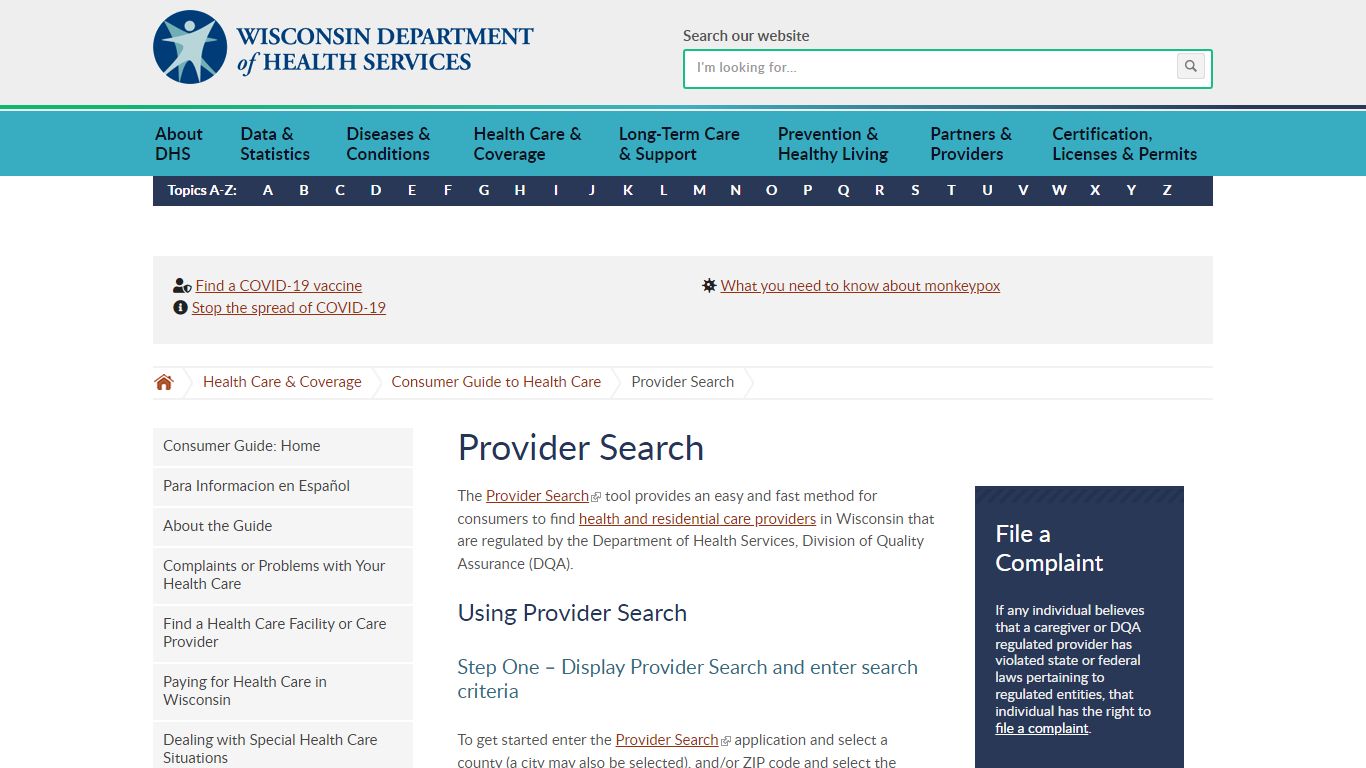 Provider Search | Wisconsin Department of Health Services